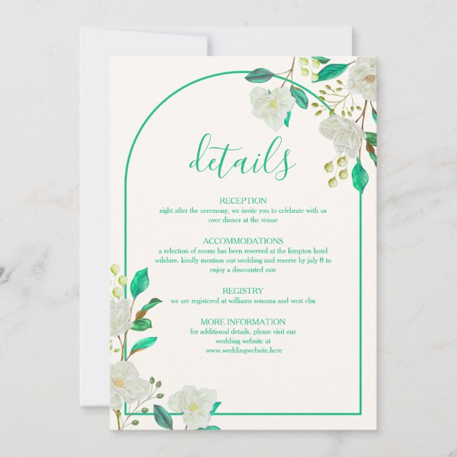 Modern Arch Wedding Details Card (Front)