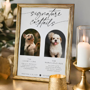 Modern Arch Wedding Signature Cocktails Pet Photo Poster