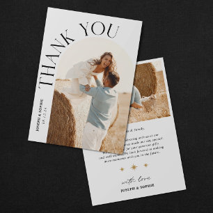 Modern Arch Wedding Thank You Card with 2 Photo