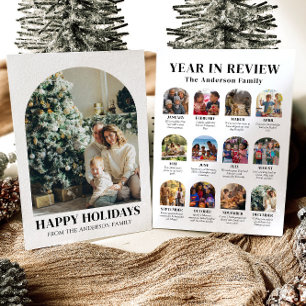 Modern Arch Year in Review Family Photo Christmas Holiday Card
