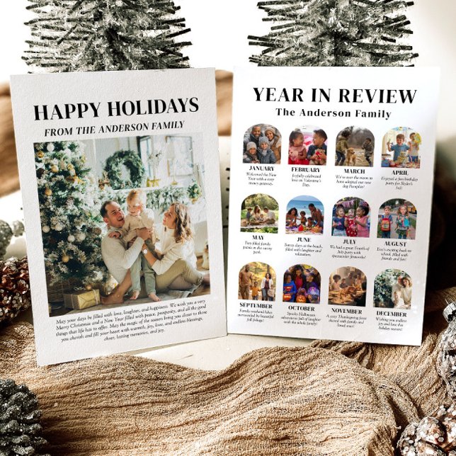 Modern Arch Year in Review Family Photo Christmas Holiday Card (Creator Uploaded)