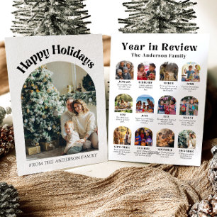 Modern Arch Year in Review Family Photo Christmas Holiday Card