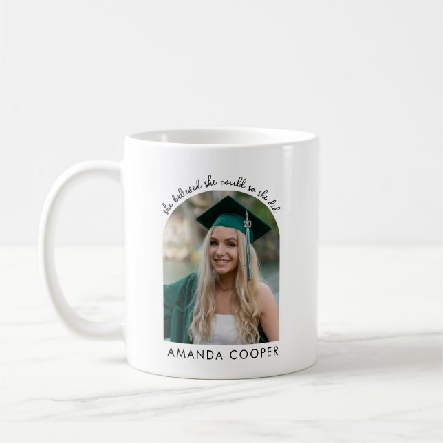 Modern Arched Frame Custom Graduation Photo Coffee Mug (Left)