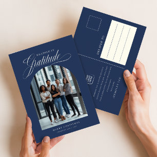 Modern Arched Photo Business Christmas Holiday Postcard