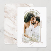 Modern Arched Photo Frame Champagne Marble Back