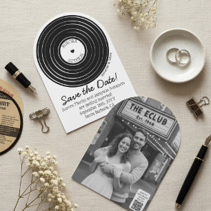 Modern Arched Photo Vinyl Record Save the Date