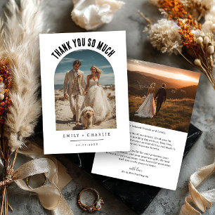 Modern Arched Photo Wedding Thank You Card