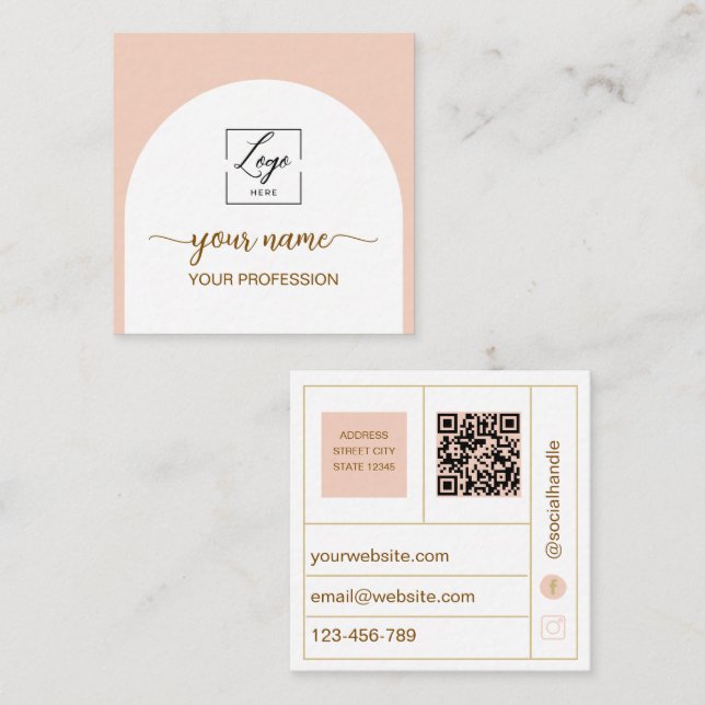 Modern Arched Qr Code Logo Business Card (Front/Back)