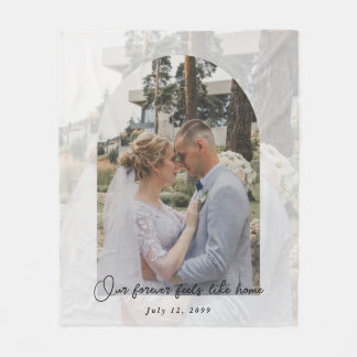 Modern Arched Wedding Photo Personalised Keepsake Fleece Blanket