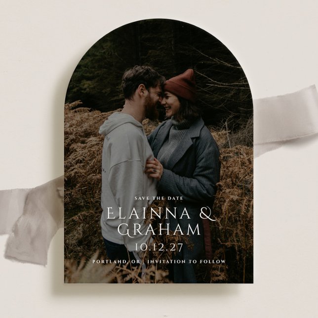 Modern Arched Wedding Photo Save the Date Invitation (Creator Uploaded)