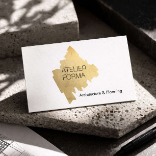 Modern Architect Gold Minimal White Business Card