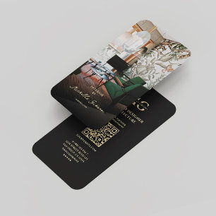 Modern Architect Interior Designer Monogram Black Business Card