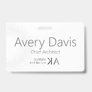Modern Architect Minimalist Black & White Name ID Badge
