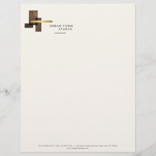 Modern Architect Wood Logo Ivory Custom Letterhead