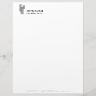 Modern Architectural Blocks Logo Gray/White Custom Letterhead