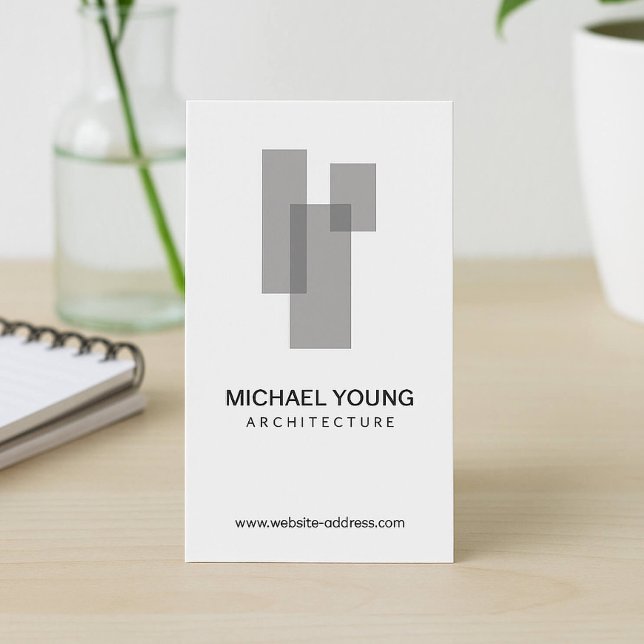 Modern Architectural Blocks Logo Grey/White Business Card (Creator Uploaded)