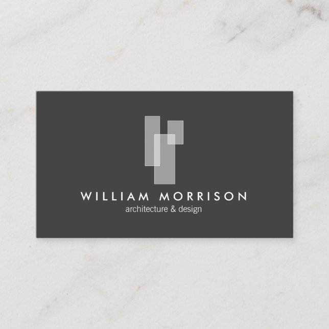 Modern Architectural Blocks Logo II White/Grey Business Card (Front)