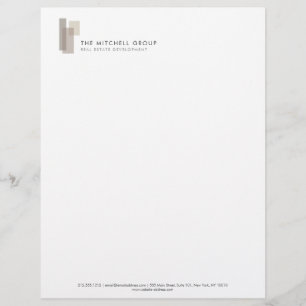 Modern Architectural Blocks Logo Minimalist Custom Letterhead
