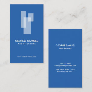 Modern Architectural Blocks Logo White/Blue Business Card