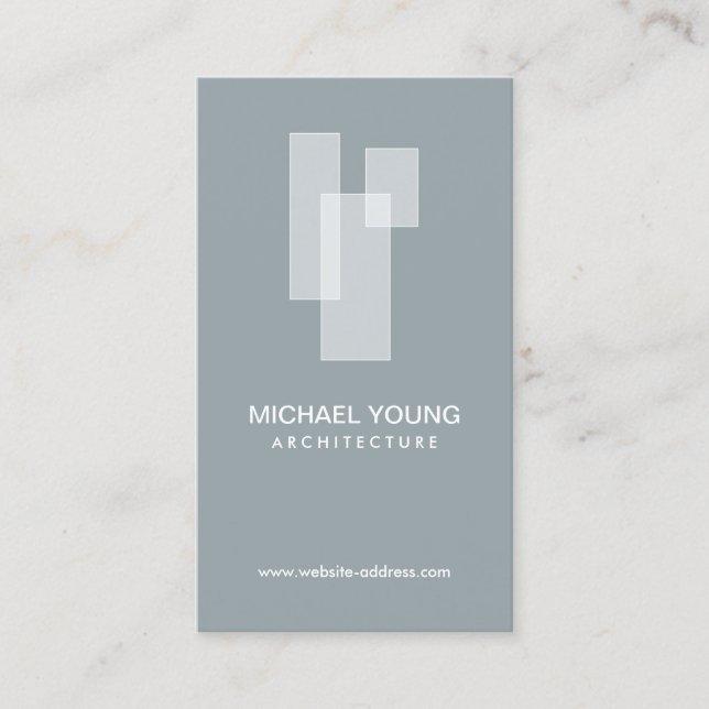 Modern Architectural Blocks Logo White/Slate Business Card (Front)
