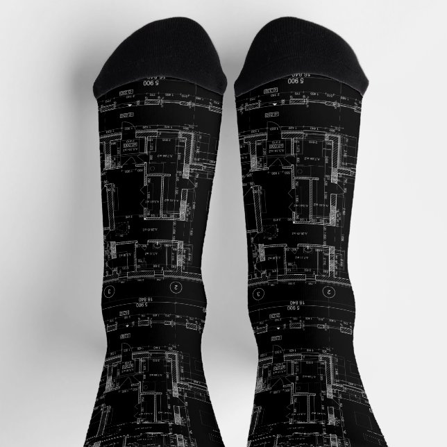 Modern Architectural Blueprint  Socks (Top)