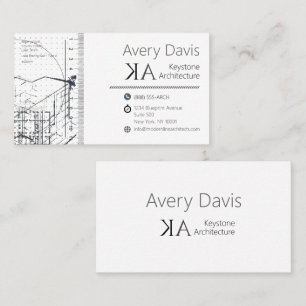 Modern Architectural Engineer Blueprint Sketch Business Card