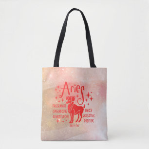 Modern Aries Zodiac Horoscope Personalised  Tote Bag