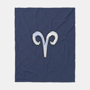Modern Aries Zodiac Sign Blue Carbon Fibre Decor Fleece Blanket