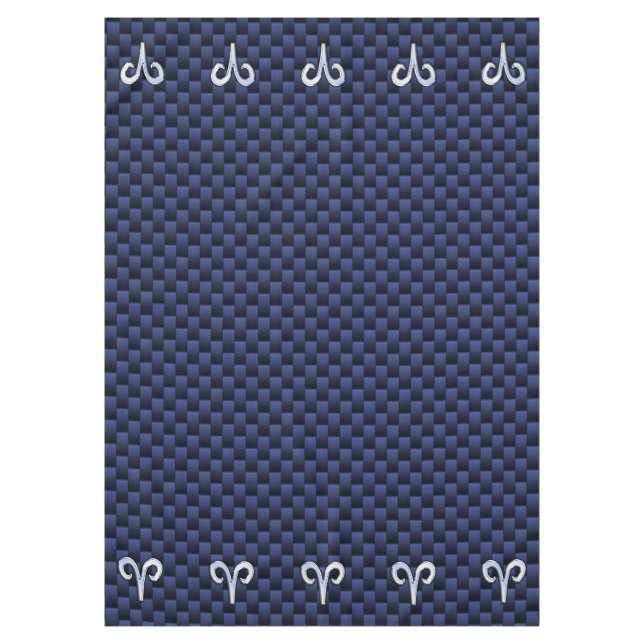 Modern Aries Zodiac Sign Blue Carbon Fibre Decor Tablecloth (Front)