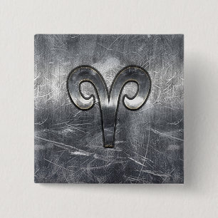 Modern Aries Zodiac Sign Grunge Distressed Style 15 Cm Square Badge