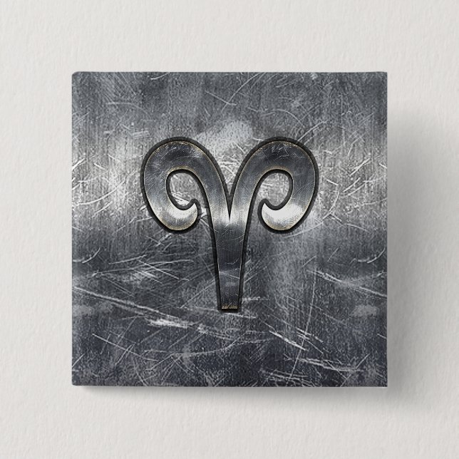 Modern Aries Zodiac Sign Grunge Distressed Style 15 Cm Square Badge (Front)