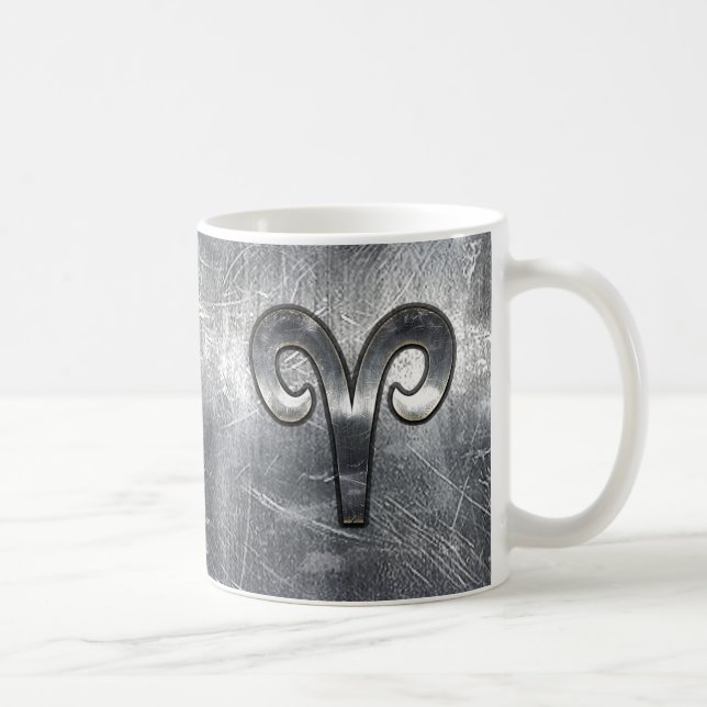 Modern Aries Zodiac Sign Grunge Distressed Style Coffee Mug (Right)