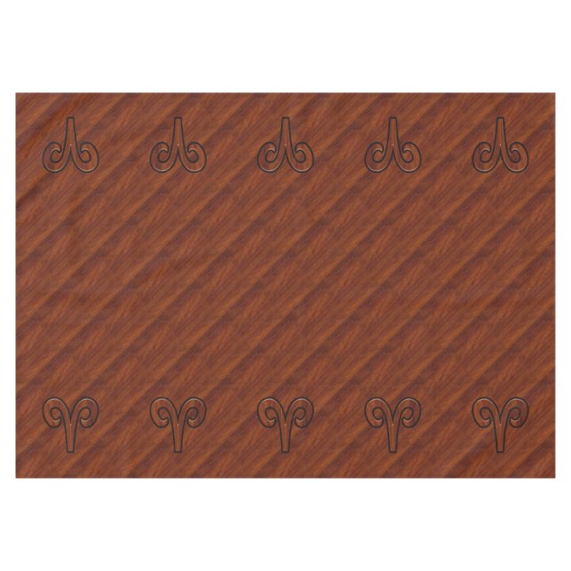 Modern Aries Zodiac Symbol in Mahogany like print Tablecloth (Front (Horizontal))