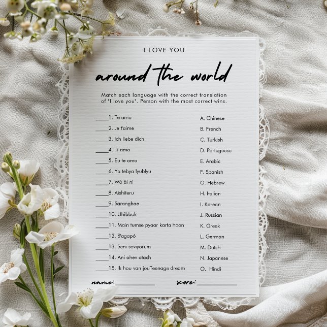 Modern Around The World Bridal Shower Game Card (Creator Uploaded)