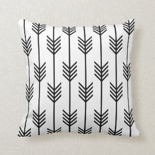 Modern Arrow Fletching Pattern Black and White Cushion