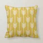 Modern Arrow Fletching Pattern Mustard Yellow Cushion<br><div class="desc">Modern Geometric Arrow Flethcing Pattern in Mustard Yellow and White</div>