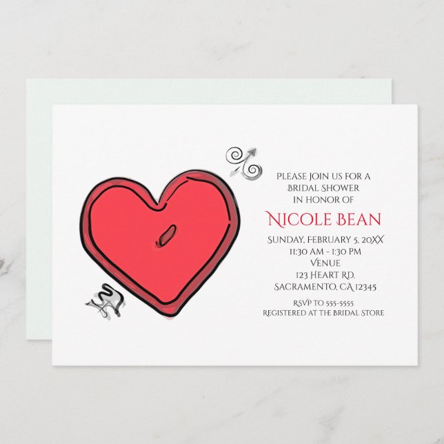 Modern Arrow & Heart Valentines Party Invitation (Front/Back)