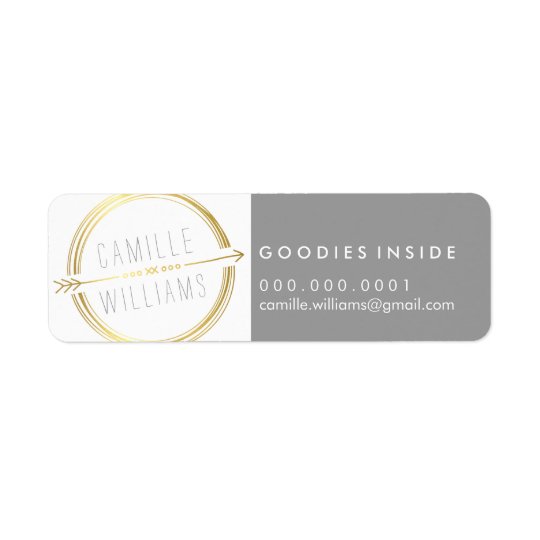 MODERN ARROW LOGO gold foil rustic hand drawn Return Address Label