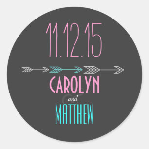 Modern Arrows   Pink   Aqua Wedding Sticker