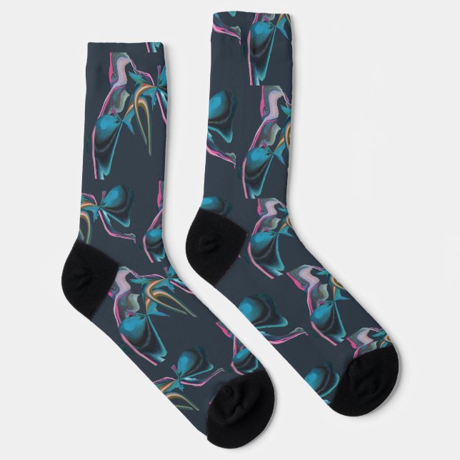 Modern Art Abstract Design Mixed Media Socks (Right)