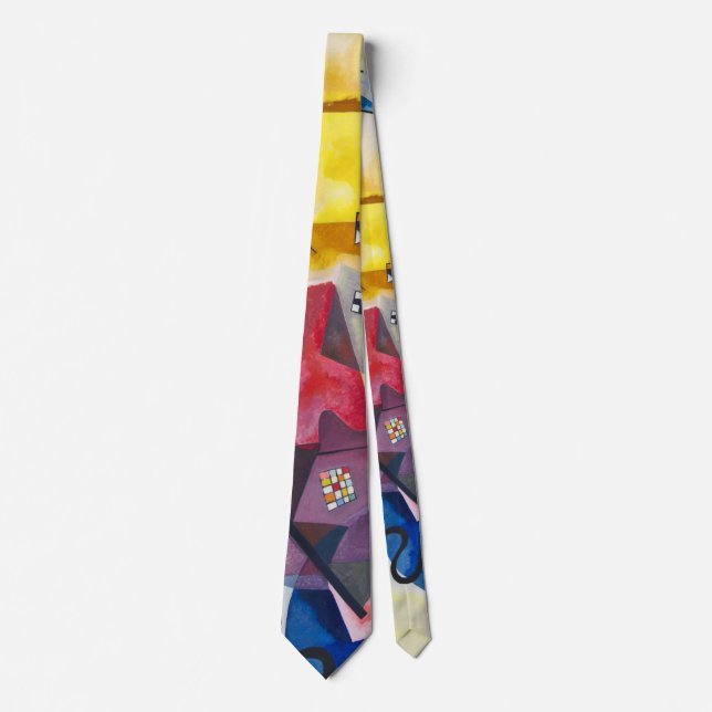 Modern Art Abstract Kandinsky Yellow Red Blue Tie (Front)