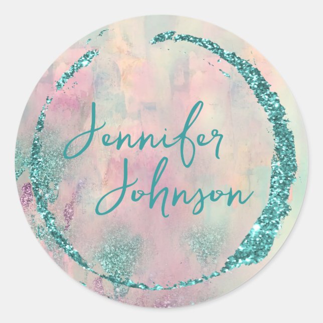 Modern Art Abstract Paint Watercolor Artist  Classic Round Sticker (Front)