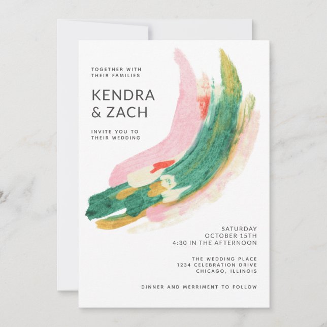 Modern Art Abstract Painted Strokes Wedding (Front)