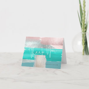 Modern Art, Aqua+Blush Thank You Card
