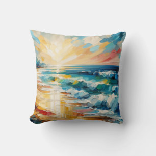 Modern Art Beach Sunset Design Cushion