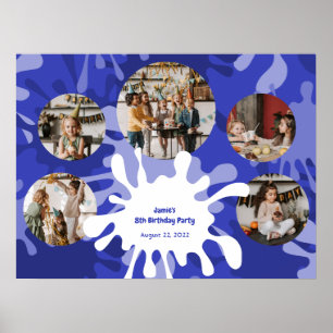 Modern Art Birthday 5 Photos Collage Template Poster