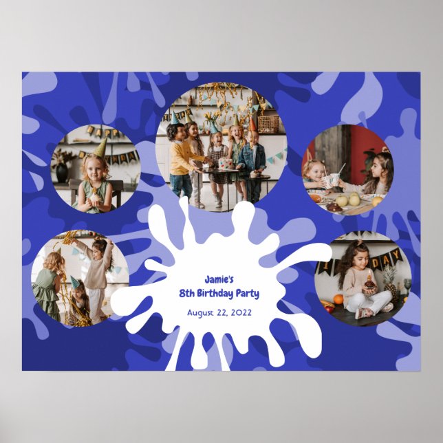 Modern Art Birthday 5 Photos Collage Template  Poster (Front)