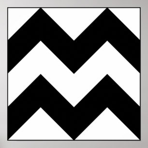 Modern art black white zig zag motif on  poster