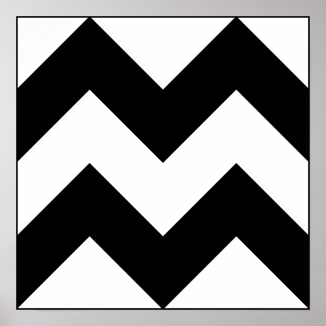 Modern art black white zig zag motif on  poster (Front)