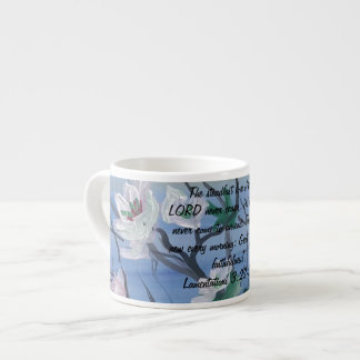 Modern Art Blues and Whites Floral Bible Verse  Espresso Cup